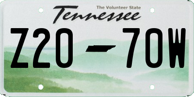 TN license plate Z2070W