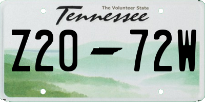 TN license plate Z2072W