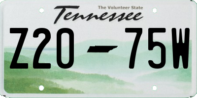 TN license plate Z2075W
