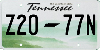 TN license plate Z2077N