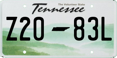 TN license plate Z2083L