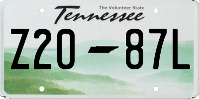 TN license plate Z2087L