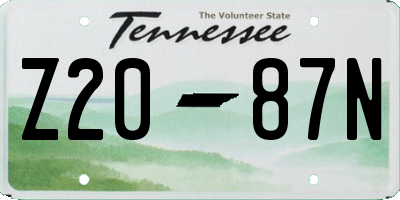 TN license plate Z2087N
