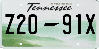 TN license plate Z2091X