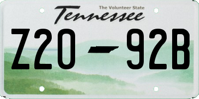 TN license plate Z2092B