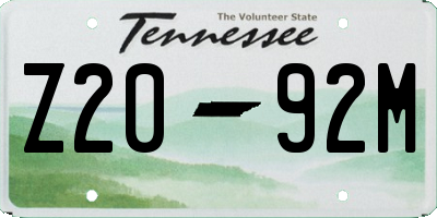 TN license plate Z2092M