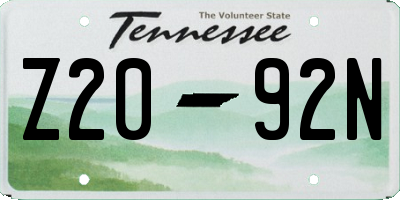 TN license plate Z2092N
