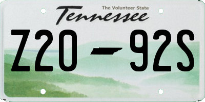 TN license plate Z2092S