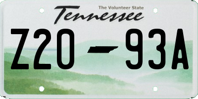 TN license plate Z2093A