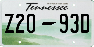 TN license plate Z2093D