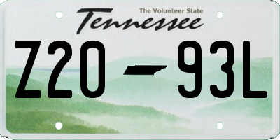 TN license plate Z2093L