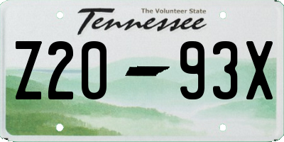 TN license plate Z2093X