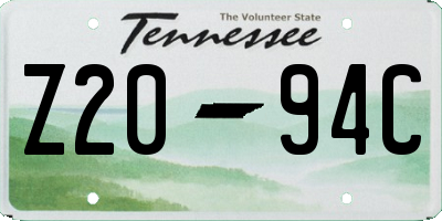 TN license plate Z2094C