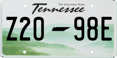 TN license plate Z2098E