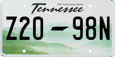 TN license plate Z2098N
