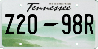 TN license plate Z2098R