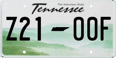 TN license plate Z2100F