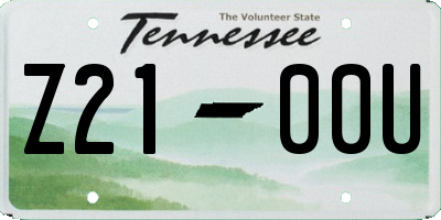 TN license plate Z2100U