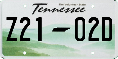 TN license plate Z2102D
