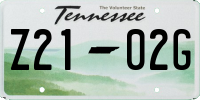 TN license plate Z2102G