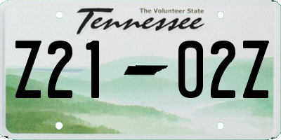 TN license plate Z2102Z