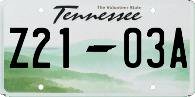 TN license plate Z2103A