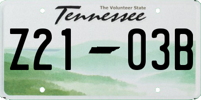 TN license plate Z2103B