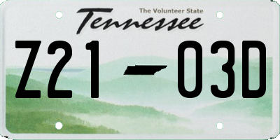 TN license plate Z2103D