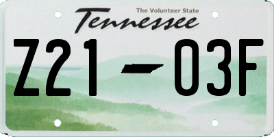 TN license plate Z2103F