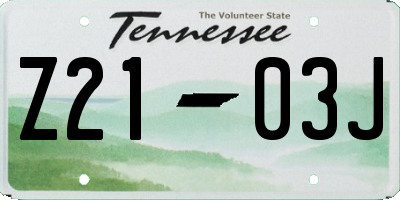 TN license plate Z2103J