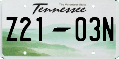 TN license plate Z2103N