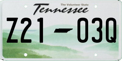TN license plate Z2103Q