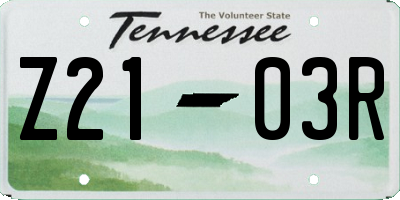 TN license plate Z2103R