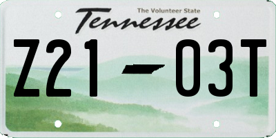 TN license plate Z2103T