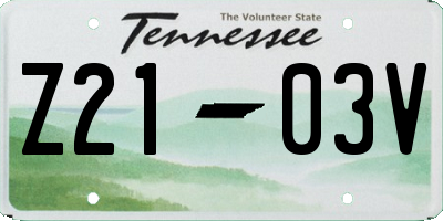 TN license plate Z2103V