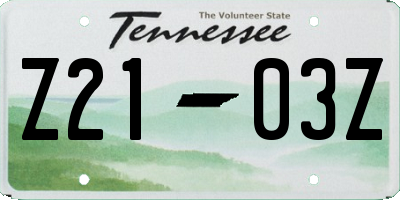 TN license plate Z2103Z