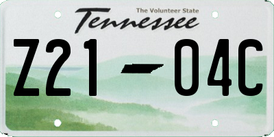 TN license plate Z2104C