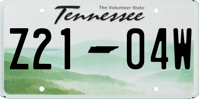 TN license plate Z2104W