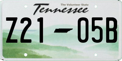 TN license plate Z2105B