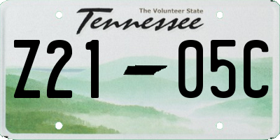 TN license plate Z2105C