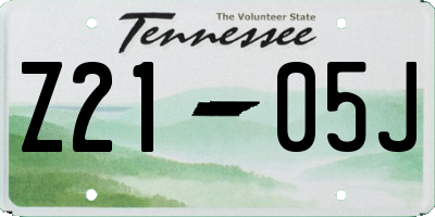 TN license plate Z2105J