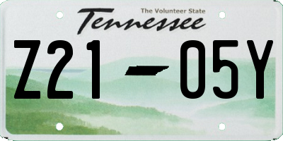 TN license plate Z2105Y