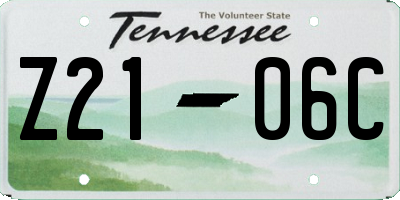 TN license plate Z2106C