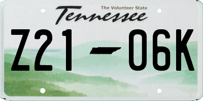 TN license plate Z2106K