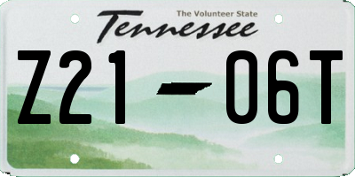 TN license plate Z2106T