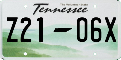 TN license plate Z2106X