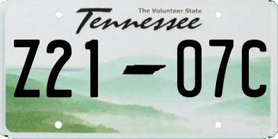 TN license plate Z2107C