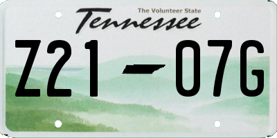 TN license plate Z2107G