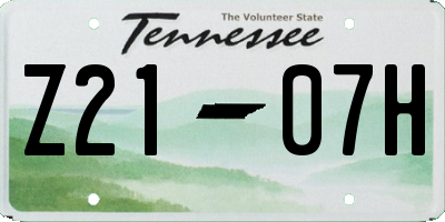 TN license plate Z2107H