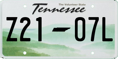 TN license plate Z2107L